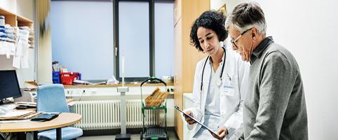 Doctor and patient talking in an office